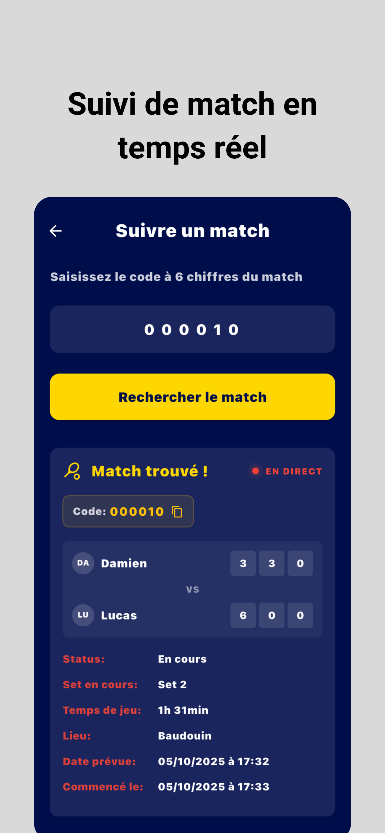 Suivi de match