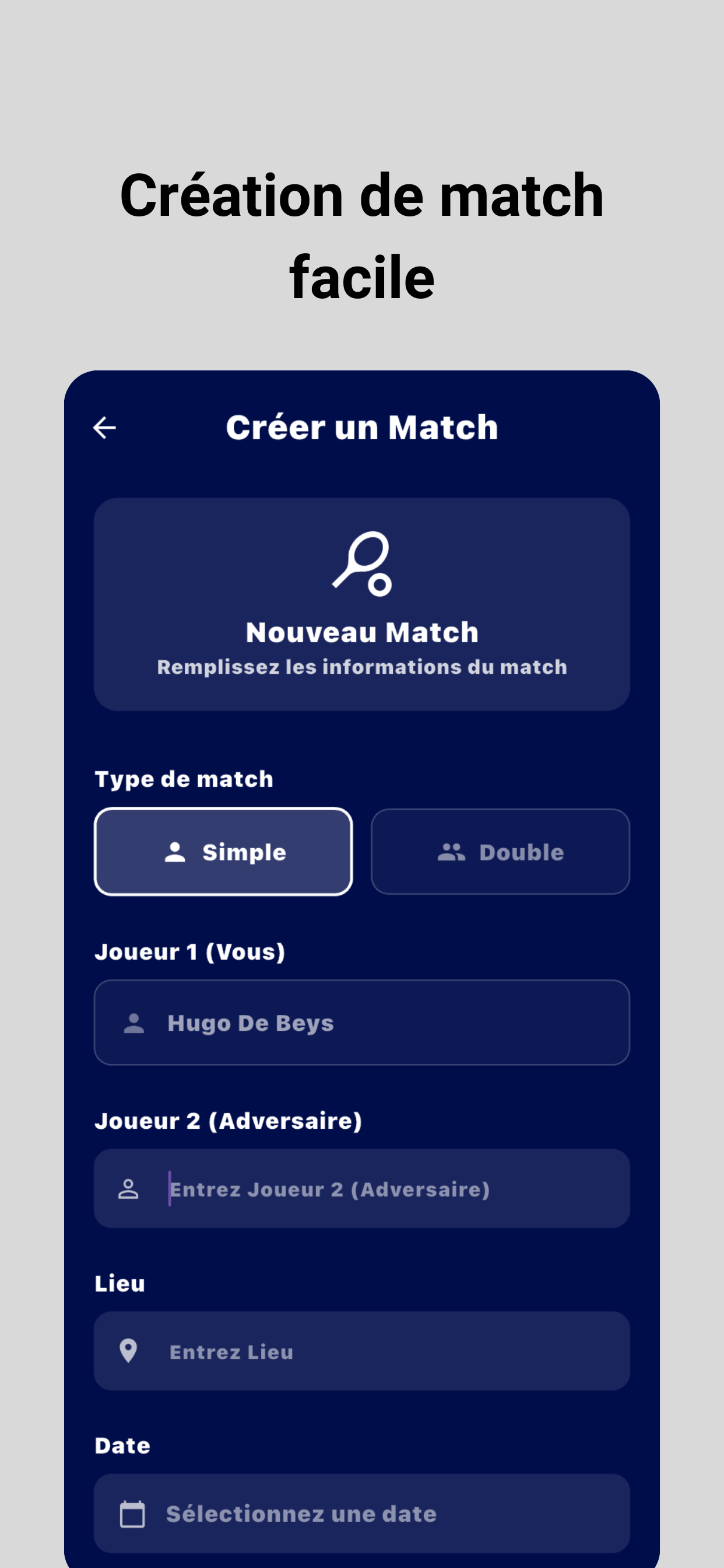 Création de match